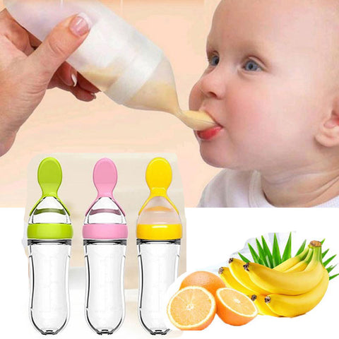 Colher-Mamadeira Alimentadora de Silicone Para Bebês