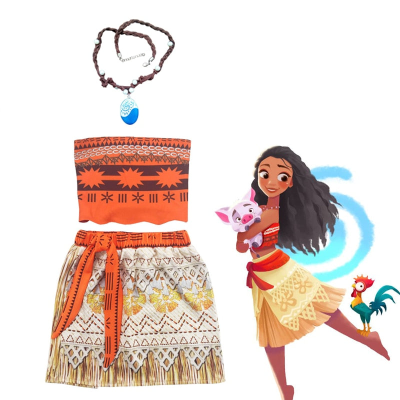 Fantasia Moana Infantil Vestido Original Disney com Colar - 7