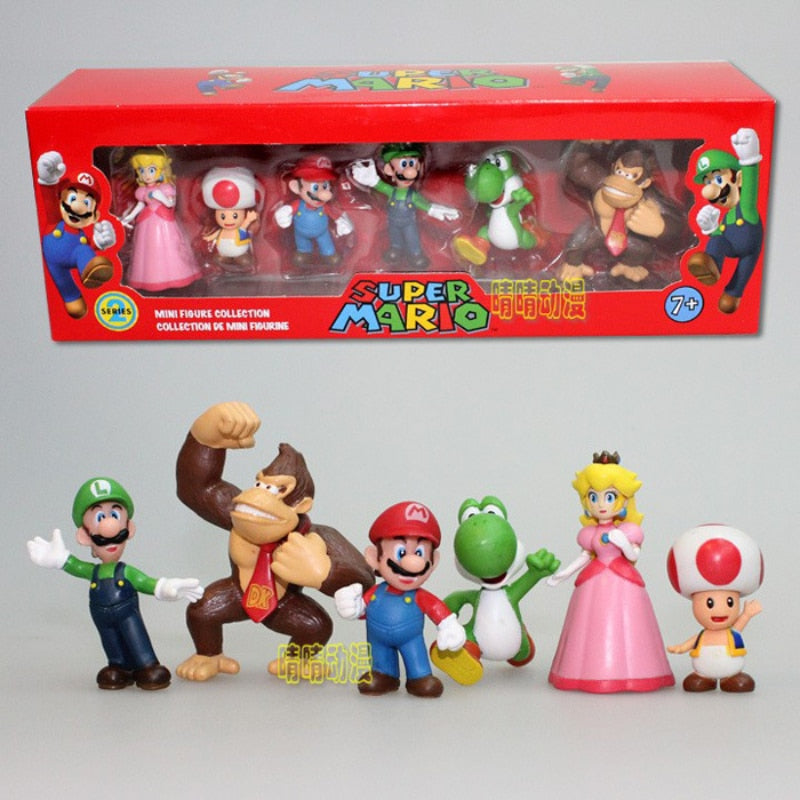 Pack com 6 Action Figures do Super Mario