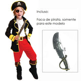 Fantasia Infantil de Pirata para Meninos - 110 a 140 cm