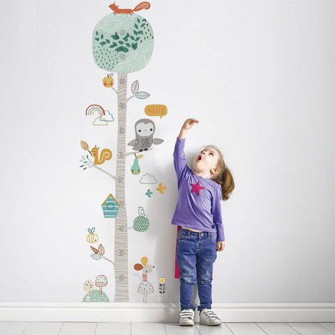 Medidor de altura (papel de parede) -  árvore e animais